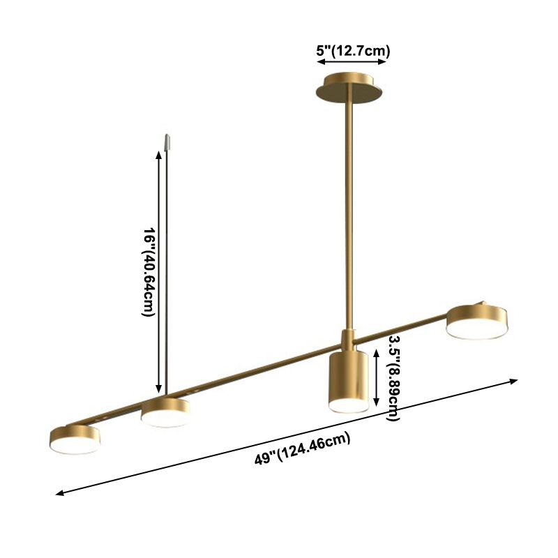 Cylinder Island Lights Modern Metal 4 Light Island Lighting in Gold