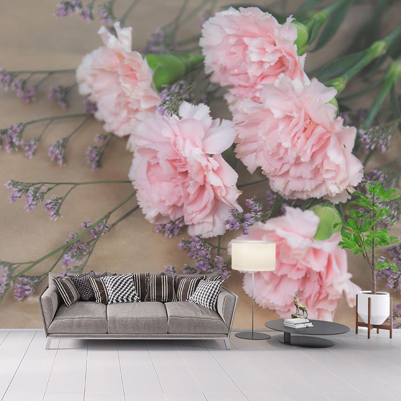 Photography Carnation Blossing Mural Wallpaper Modern Wall Covering for Living Room