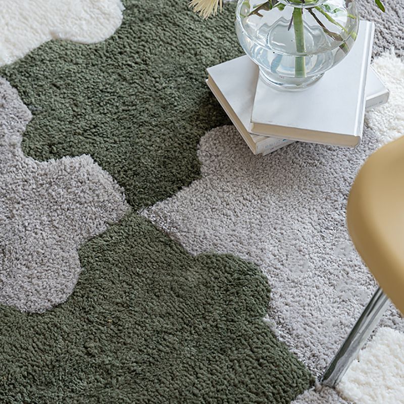 Modern Shag Carpet Tiles Puzzle Detail Color Block Indoor Carpet Tiles