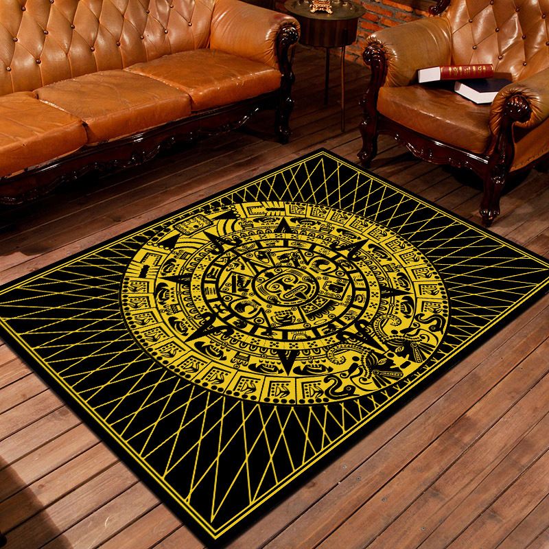 Personality Patterned Rug Multi Colored Nordic Carpet Synthetics Machine Washable Non-Slip Pet Friendly Rug for Great Room