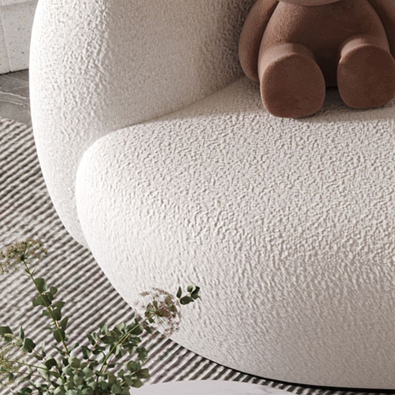 Contemporary Tuxedo Arm Sofa Fabric Sofa in White, Tight Back Curved Sofa