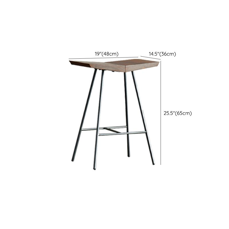 Contemporary Metal Bar Stool Footrest Counter Stool in Brown