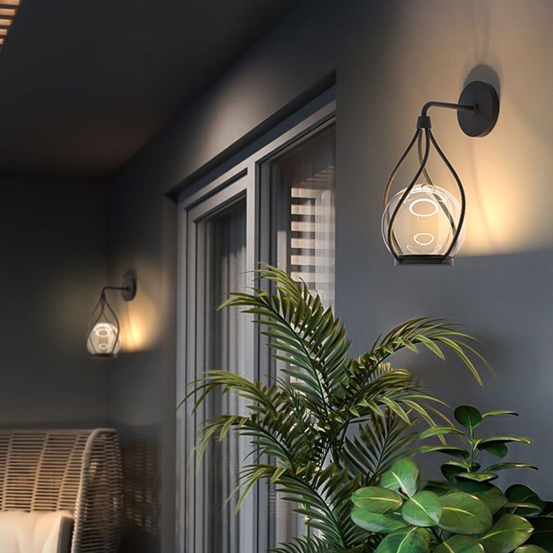 Contemporary Wall Sconce Glass Shade Wall Light Fixture for Courtyard