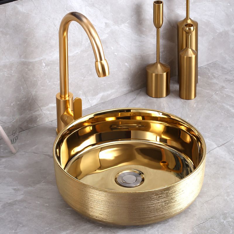 Round Bathroom Sink Contemporary Porcelain Trough Bathroom Sink