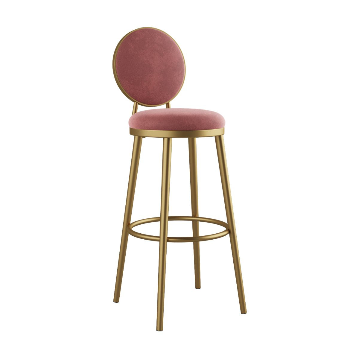 Glam Bar Stools Iron Gold Velvet Bar Stool with Metal Base Low Back
