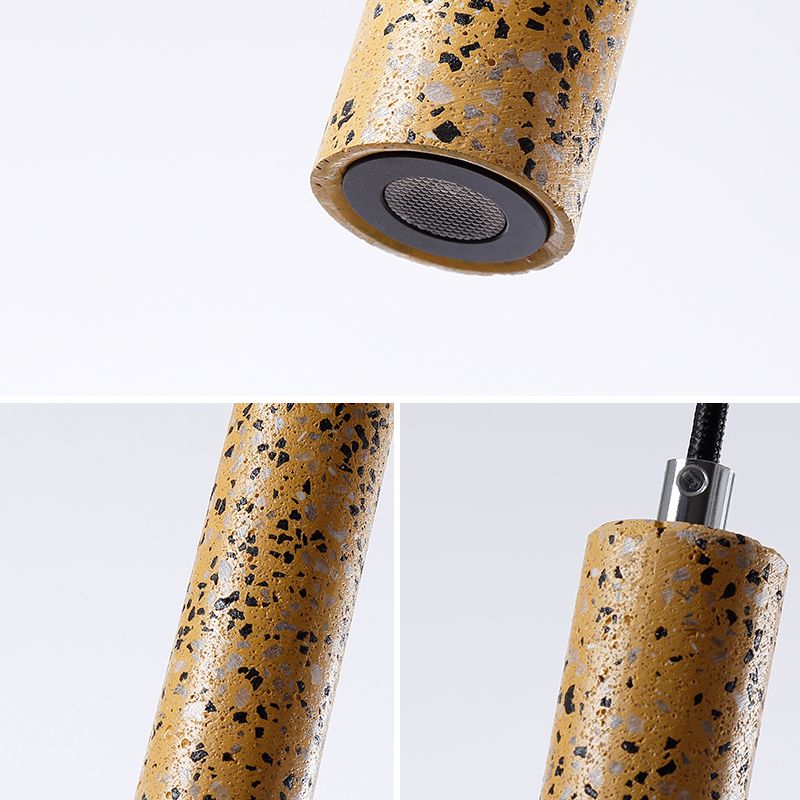 Tube Pendant Lighting Nordic Cement 1 Light Yellow/Blue/Green Hanging Ceiling Light, 12"/21.5"H