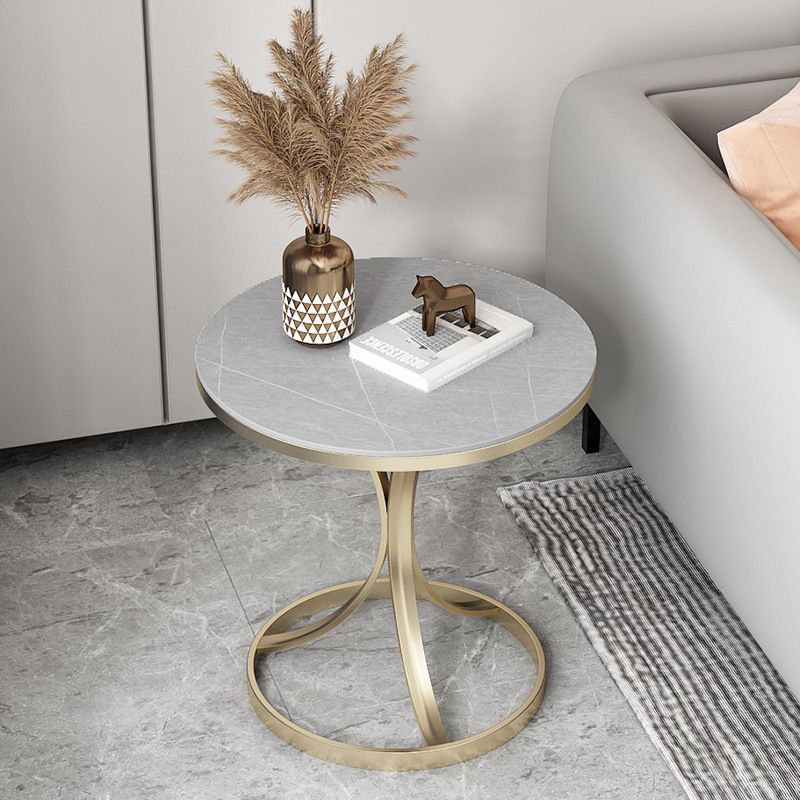 Faux Marble Top End Table Modern 21.6 "Tall Pedestal Side Table