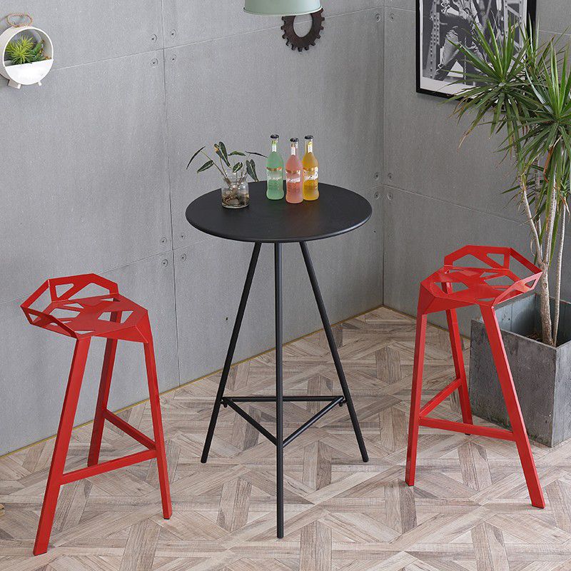 Modern Armless Backrest Counter Stool Iron Kitchen Bar Stool with Leather Cushion
