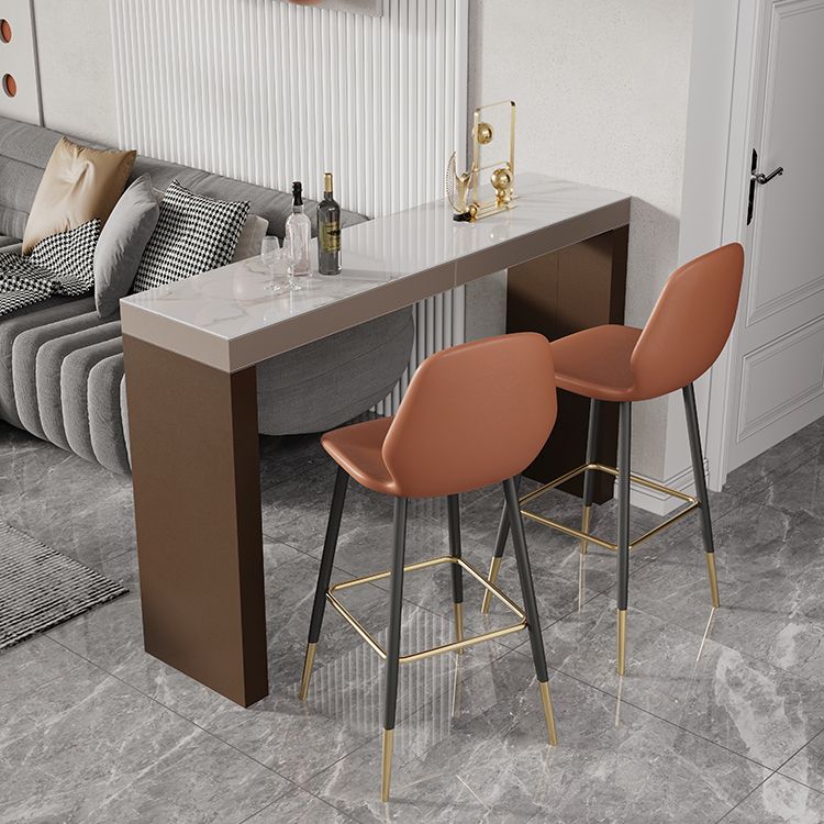 Glam Stone Bar Table Set 1/2/3 Pieces Rectangle Bar table with Upholstered Stools