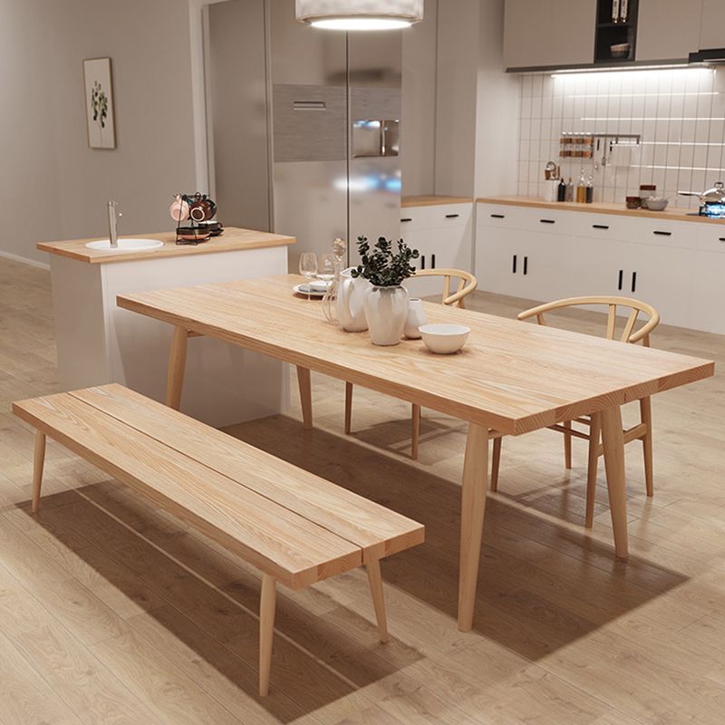 Modern Solid Wood Dining Room Collection Rectangle Tripod Dining Table in Natural