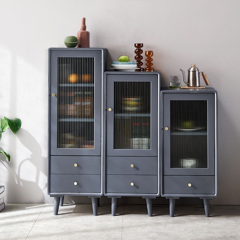 Glass Paned Accent Cabinet Modern Style 1-Door Chest with Drawers