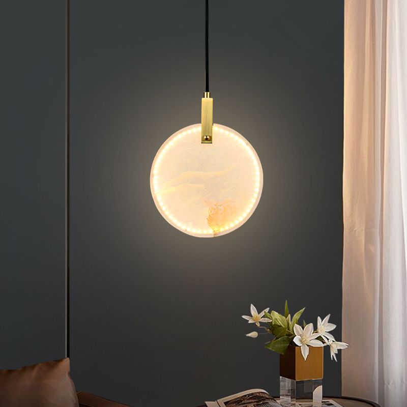 Marble Circular Shrow Lights Style moderne 1 Light Hanging Mount Fixture