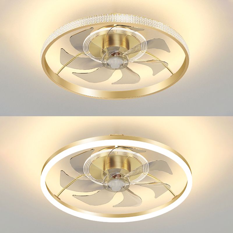 Modern Style Ceiling Fan Lamp Metal Ceiling Fan Lighting in Golden for Bedroom