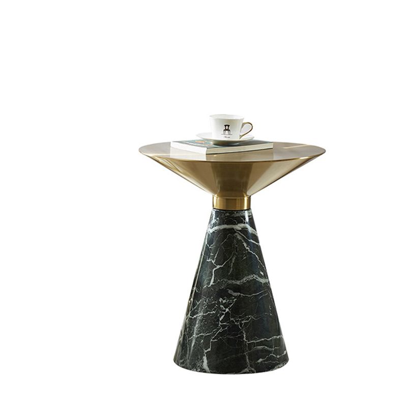Glam Round Stainless Steel Side Table Fade-Resistant Pedestal Sofa End Table