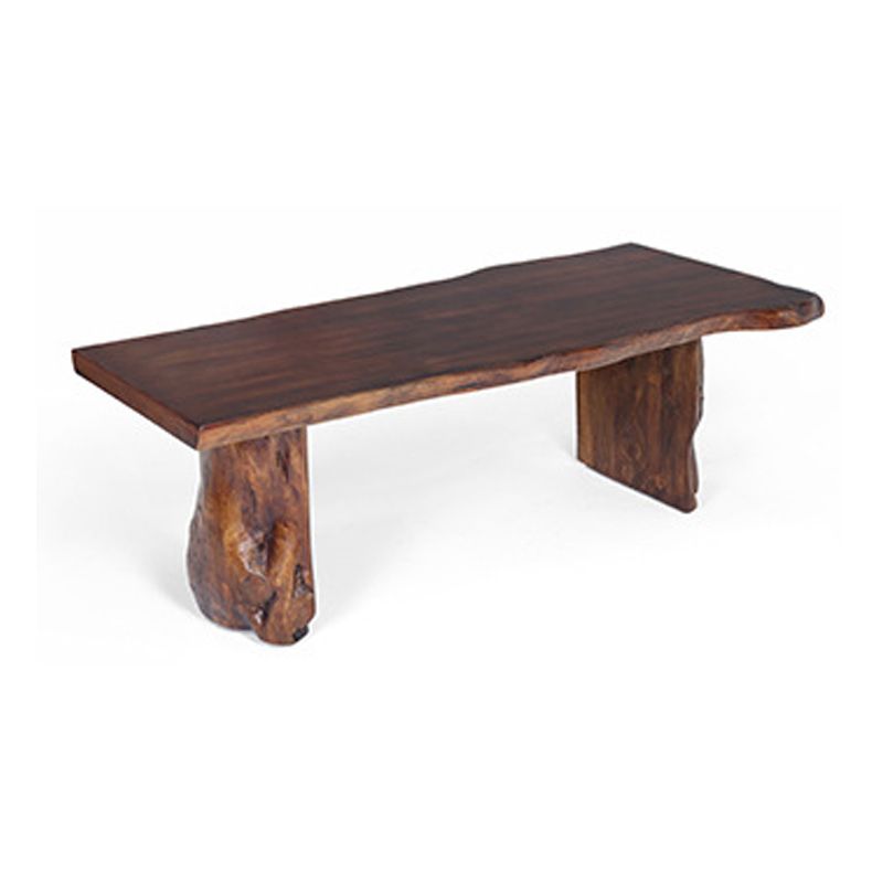 Rectangle Solid Wood Coffee Table Dark Brown Abstract Cocktail Table