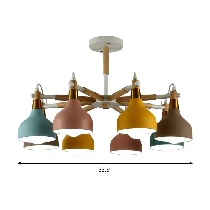 Fackelform in der Fackelform Kronleuchter Metall 8-Bulb-Makkaronstil-Anhänger Licht