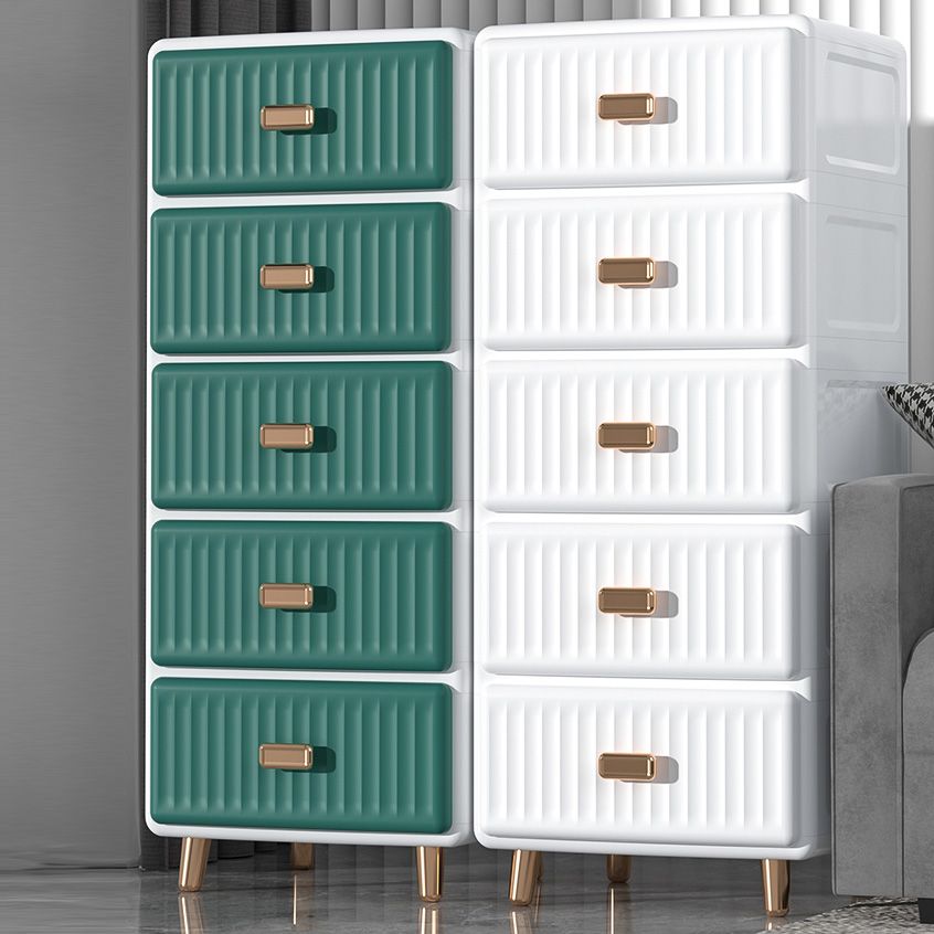 Contemporary Plastic Storage Cabinet for Bedroom Matte Finish Cabinet with Drawers