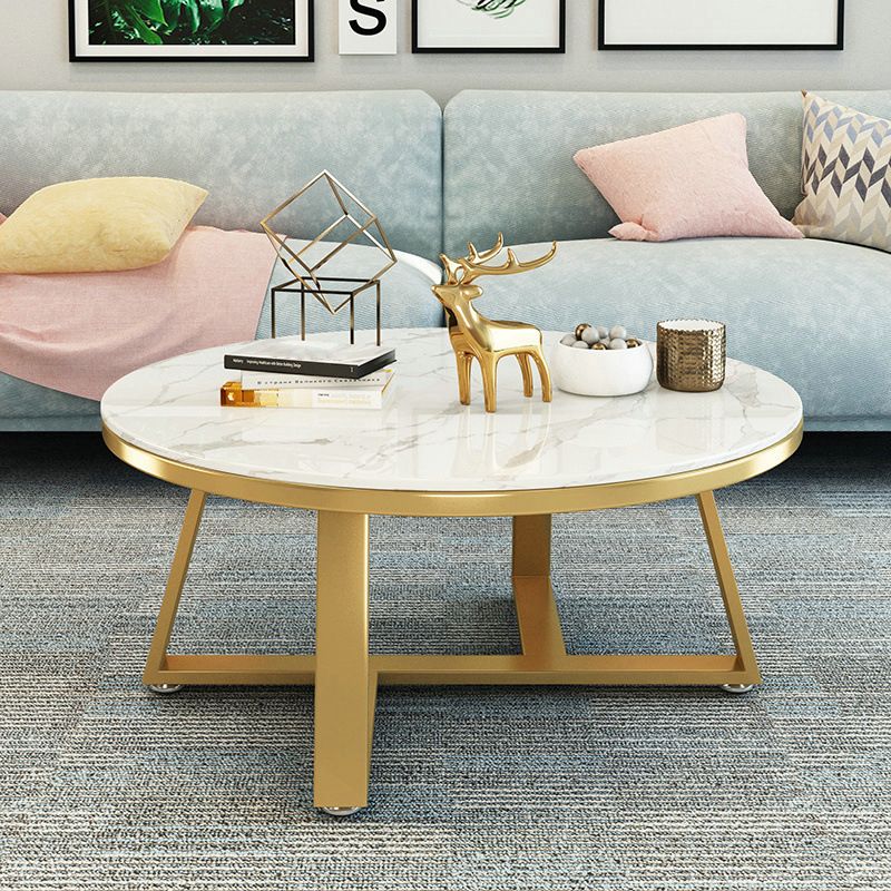 Cross Legs Coffee Table Minimalist Round Coffee Table for Living Room