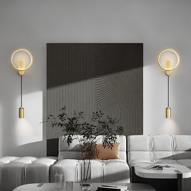 Modern Brass LED Wall Light Geometric 31" High Reading Wall Sconce for Living Room