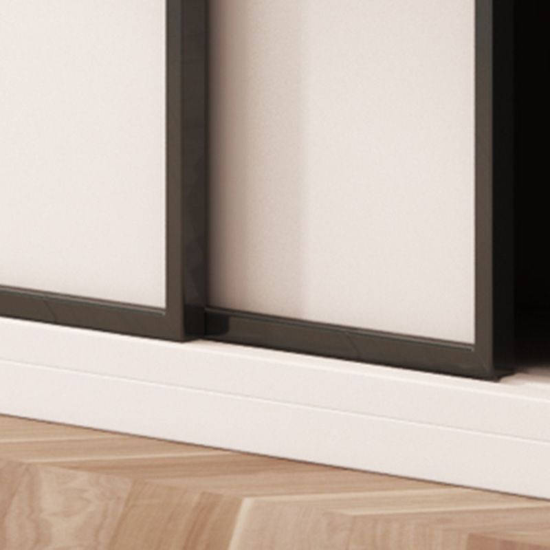 Bedroom Wooden Storage Cabinet Modern Style Armoire with Garment Rod