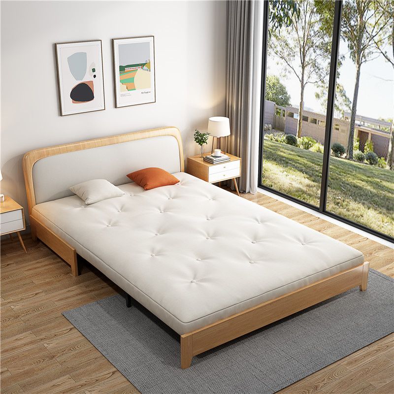 Scandinavian Beige Futon Sleeper Sofa Armless Futon and Mattress