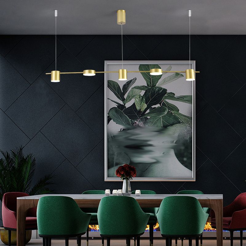 Metal Cylinder Island Light Fixtures Modern Multiple-Light Island Pendant