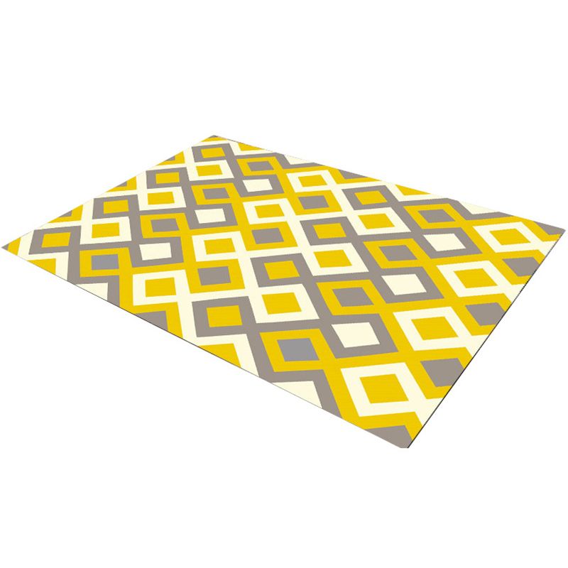 Multi Color Simplicity Rug Polypropylene Geometrical 3D Printed Carpet Machine Washable Non-Slip Pet Friendly Rug for Living Room