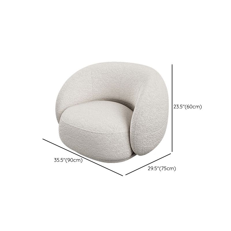 Contemporary Wool Curved Sofa Minimalist Beige Sloped Arm Sofa
