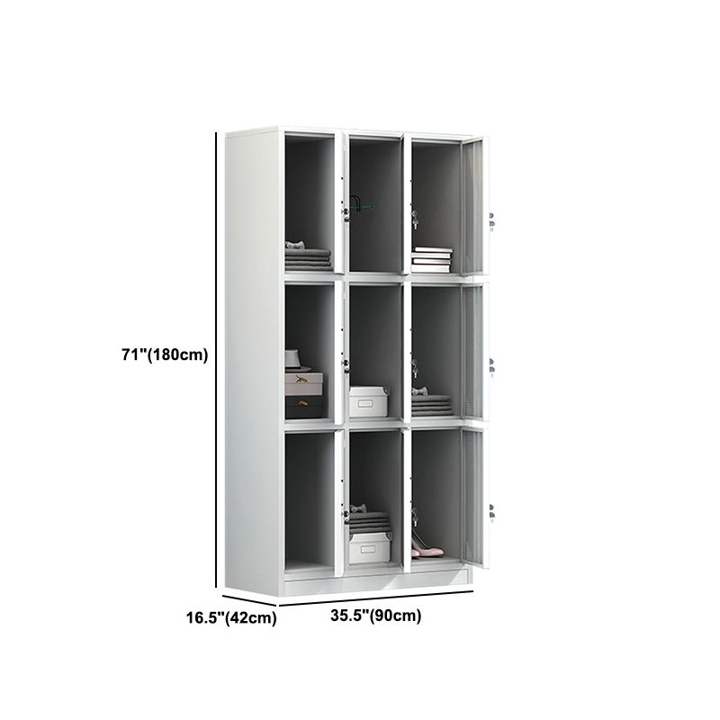Contemporary Cabinet for Home White Metal Storage Cabinet with Hinged Doors