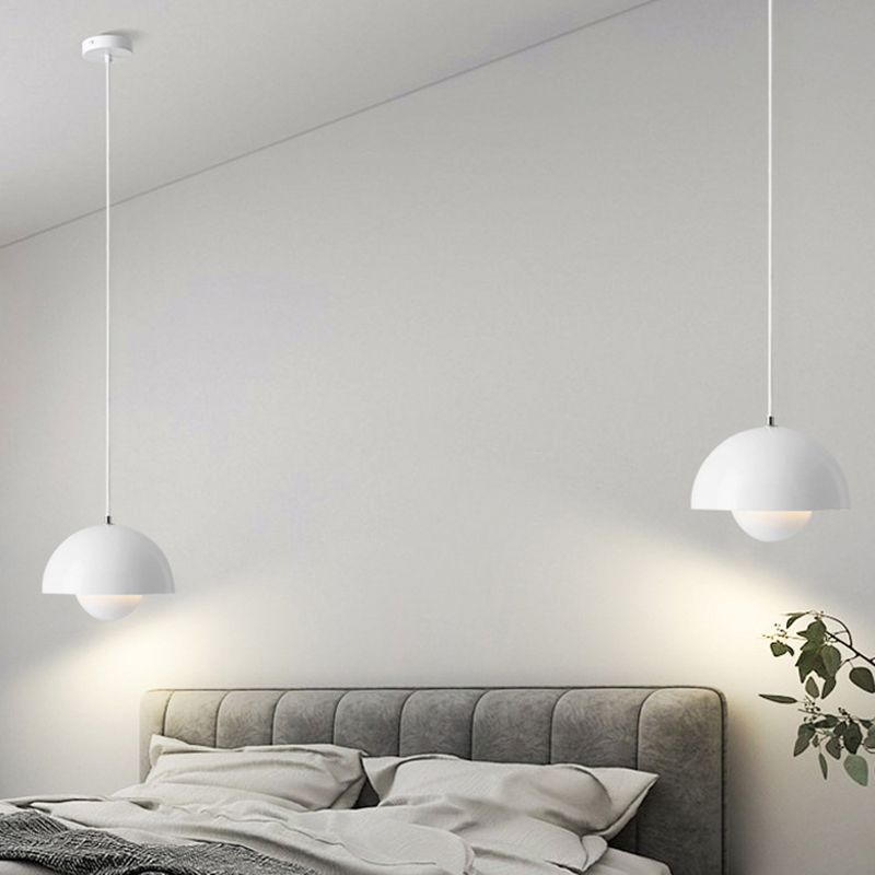 Modern Globe Pendant Ceiling Lights 1 Light Pendant with Stainless Steel Shade for Bedroom