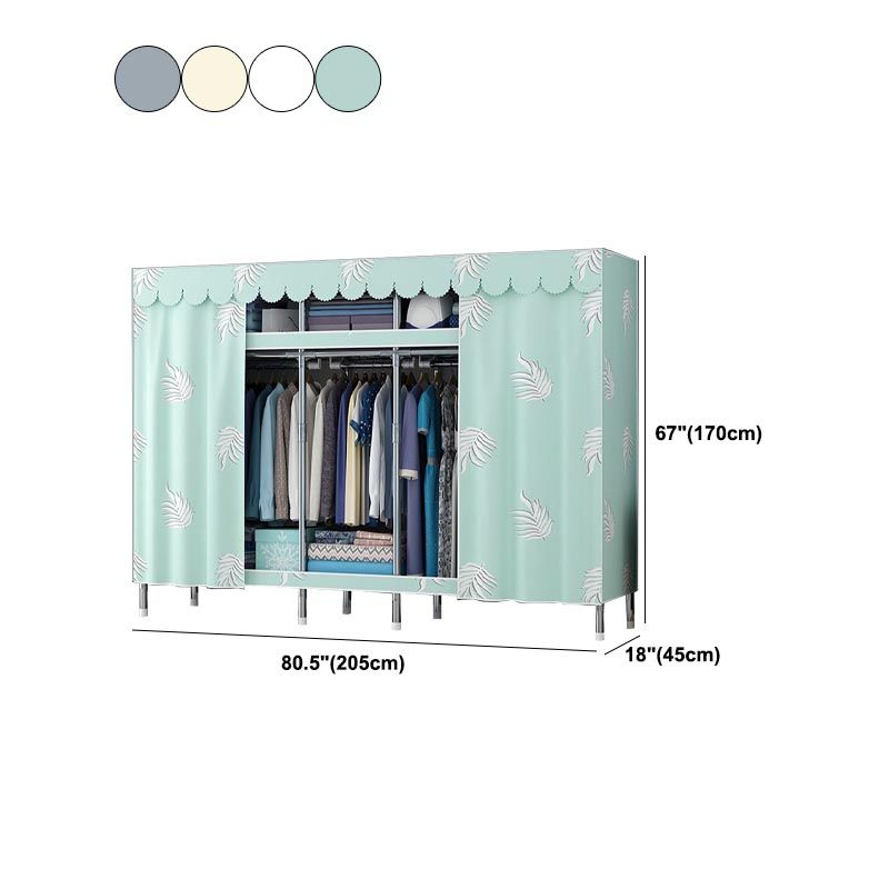 Contemporary Style Wardrobe Steel Cloth Rod Included Wardrobe Closet with Door