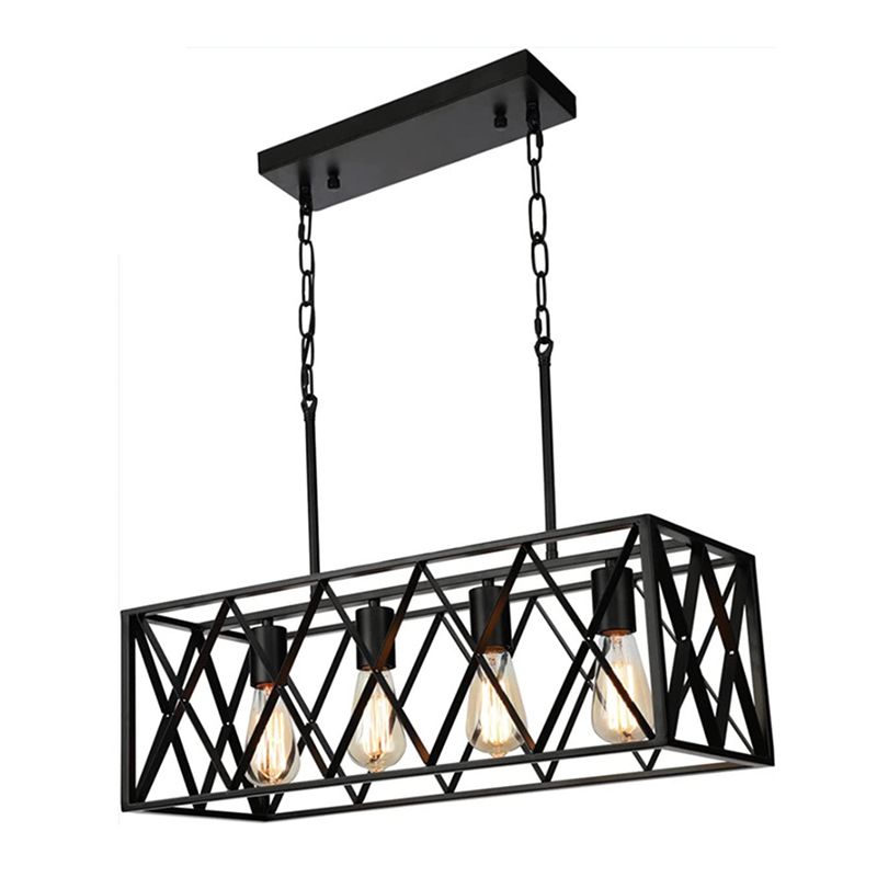 Industrial Pendant Light Rectangle Shape Island Light with Metal Shade for Dining Room