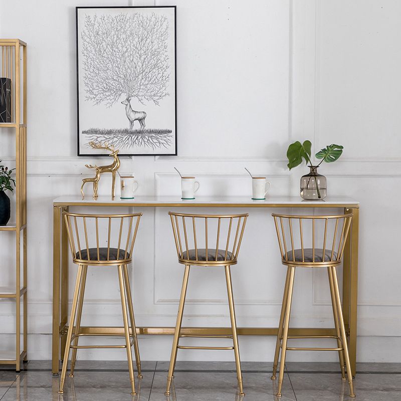 Glam 1/2/4/7 Pieces Bar Table Set Rectangle Bar Table with Metal High Stools