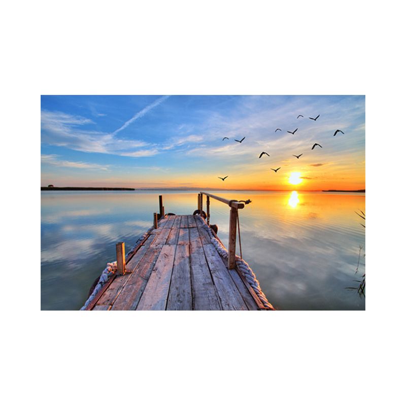 Sundown Bridge Seascape Canvas Textured Contemporary House Interior Wall Art Print