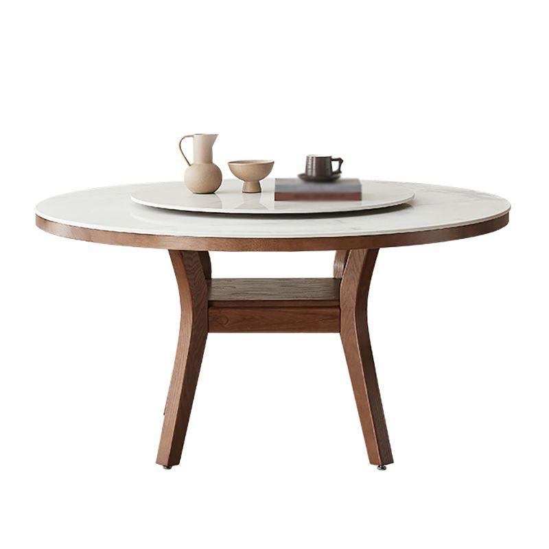 Modern Dining Round Table Dining Sintered Stone Table for Restaurant with Wood Legs