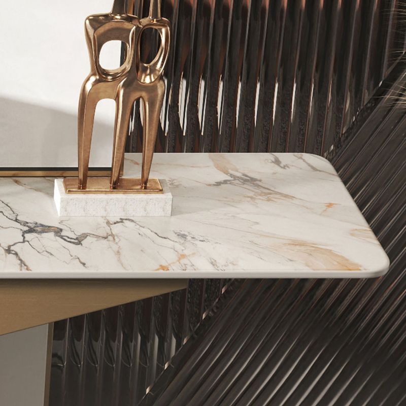 Rectangle Shape Contemporary Console Table Gold Stone Console Sofa Table