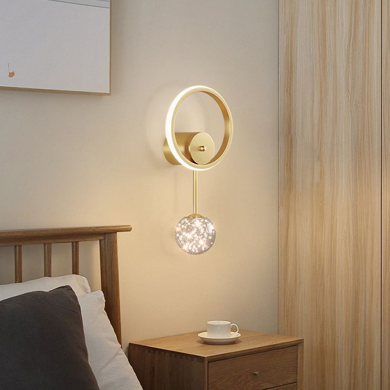 Modern Style Spherical Shape Wall Sconce Glass 2 Light Sconces for Living Room