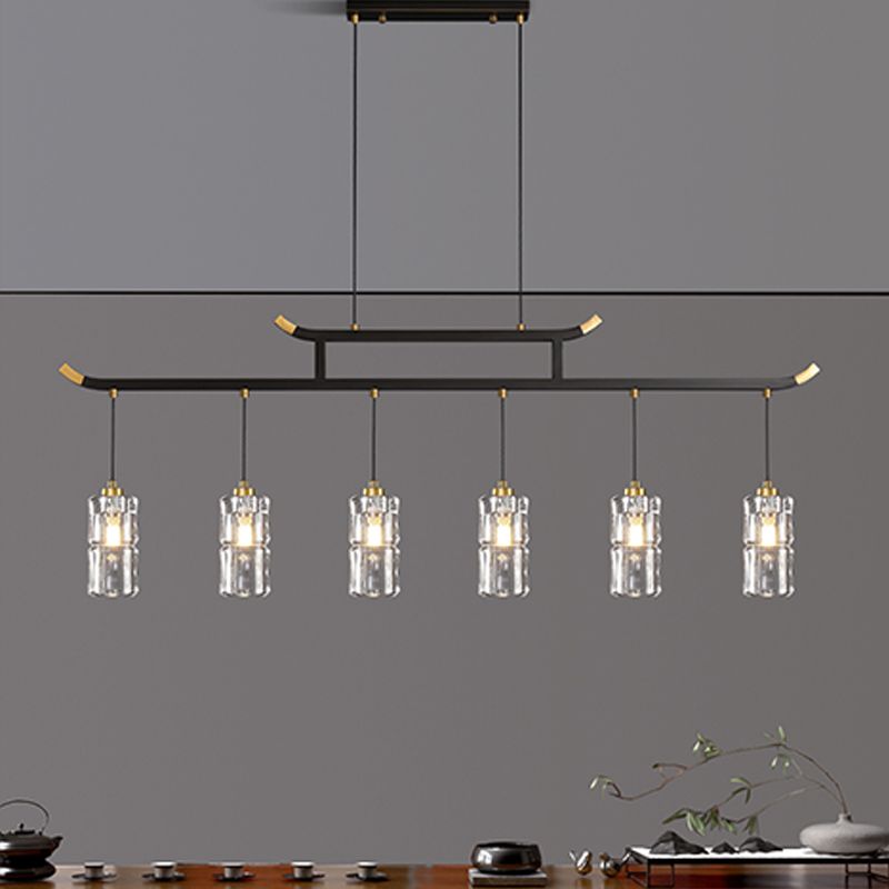 Accesorios de iluminación de la isla de cilindro iluminación de isla de cocina contemporánea con sombra de cristal