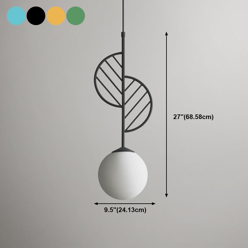 Multicolored Leaf Pendant Lighting Macaron 1 Head White Glass Suspension Light for Cafe