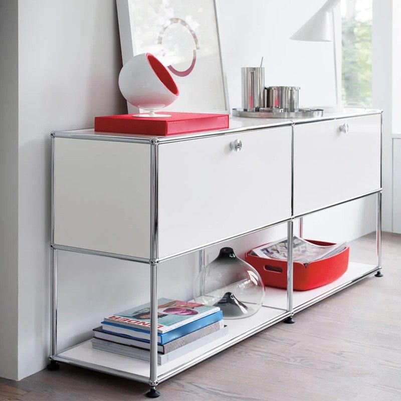 White Colour Stainless Steel Sideboard Contemporary Style Storage Server