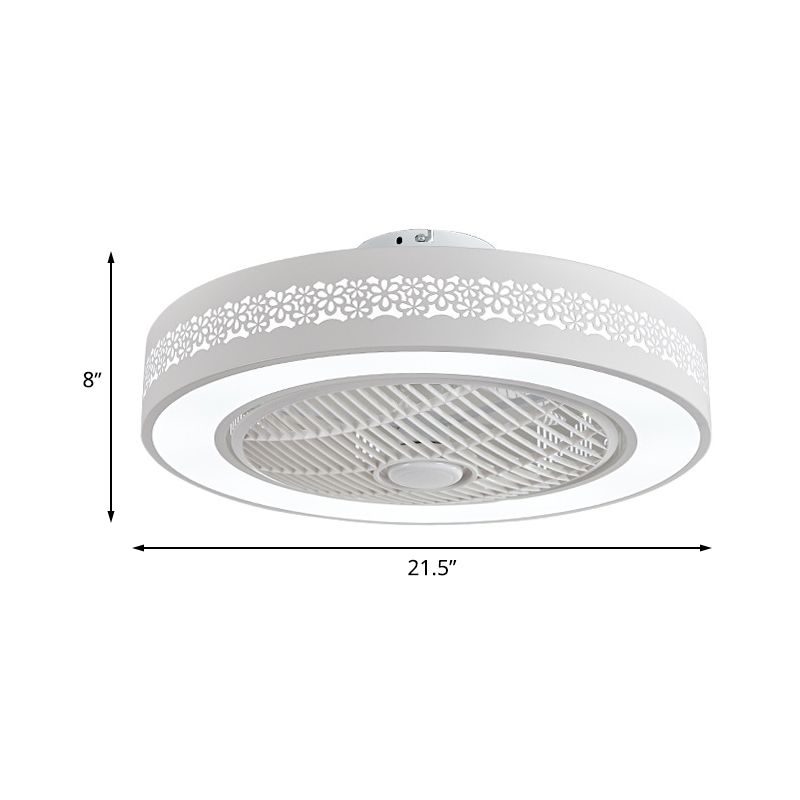 Acryl weiß hängende Lüfterlampe Runde LED 21,5 "Weitminimalismus Halbflush -Deckenleuchte mit 4 Klingen