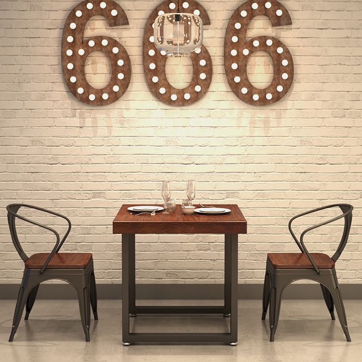 Mesa de comedor de madera maciza de estilo industrial, mesa de comedor con base de caballete para comedor
