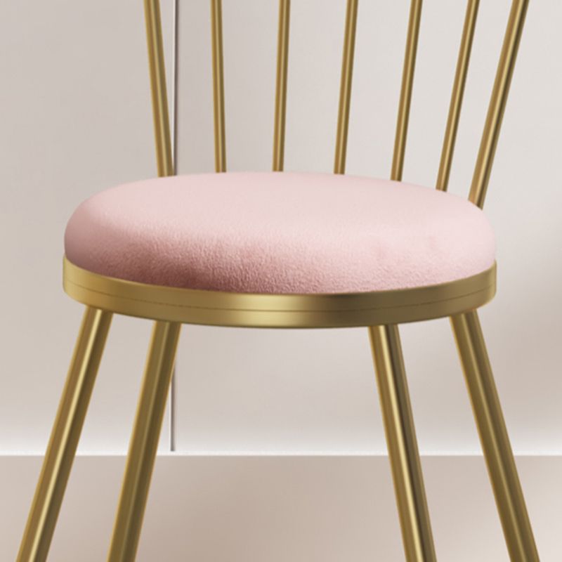 Glam Backrest Armless Counter Stool Iron Bar Stool with Velvet Cushion and Pedal for Cafe