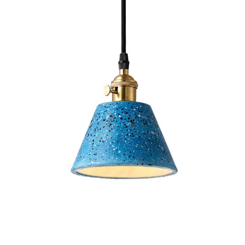 1 iluminación colgante de luz con tono de hormigón de cono en estilo nórdico negro/azul/verde colgante