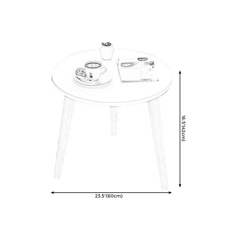 3 Legs End Table Wood White/Natural Round Side Table for Living Room