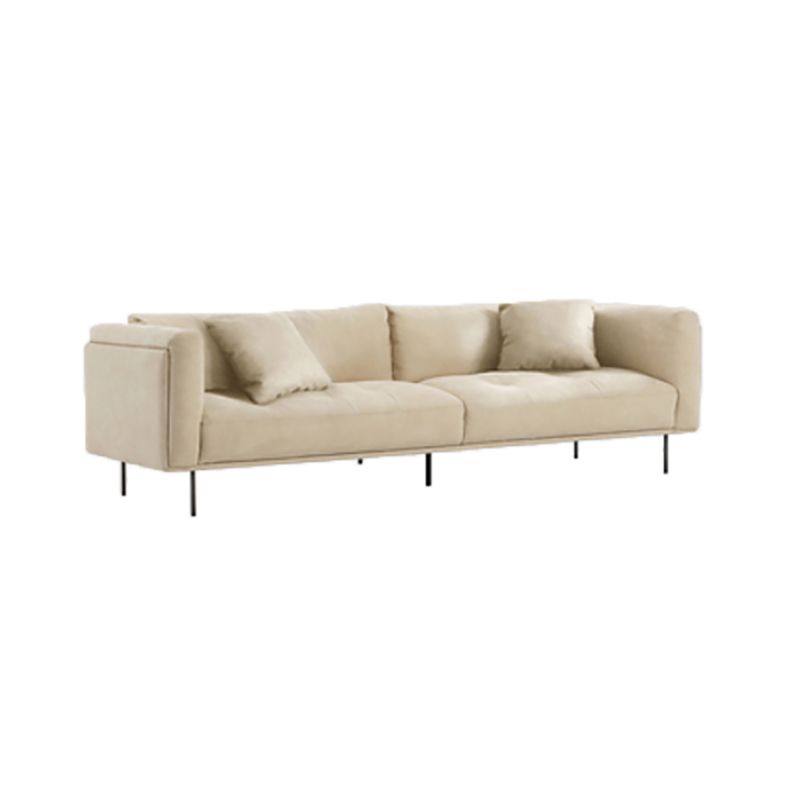 White Tuxedo Arm Sofa Contemporary Sofa with Bolster Pillows for Living Room