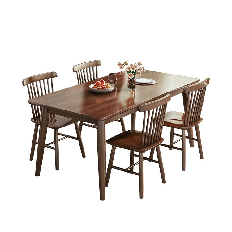 Minimalist Style Dining Table with Fixed Solid Wood Dining Table and Chairs for Home Use