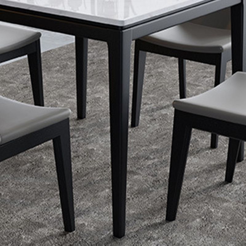 Square White Top Dining Table Industrial 4 Legs Dining Table with Black Frame