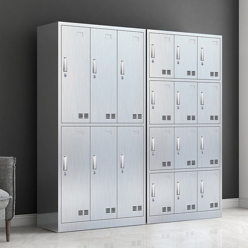 Modern Chrome Storage Cabinet for Bathroom Metal Cabinet with Hinged Doors