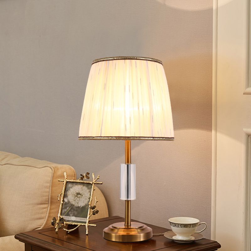 Contemporain 1 Task Task Lighting White Barrel Reading Livre Light with Fabric Shade